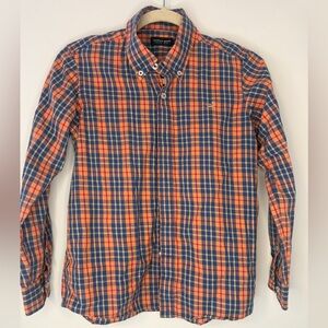 Southern Marsh Boys Casual Plaid Shirt in Orange and Blue